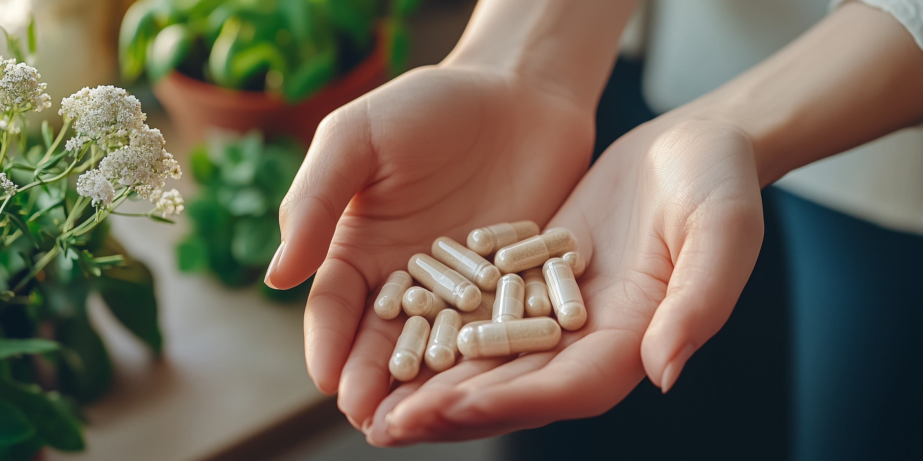 Hands Holding Supplement Capsules